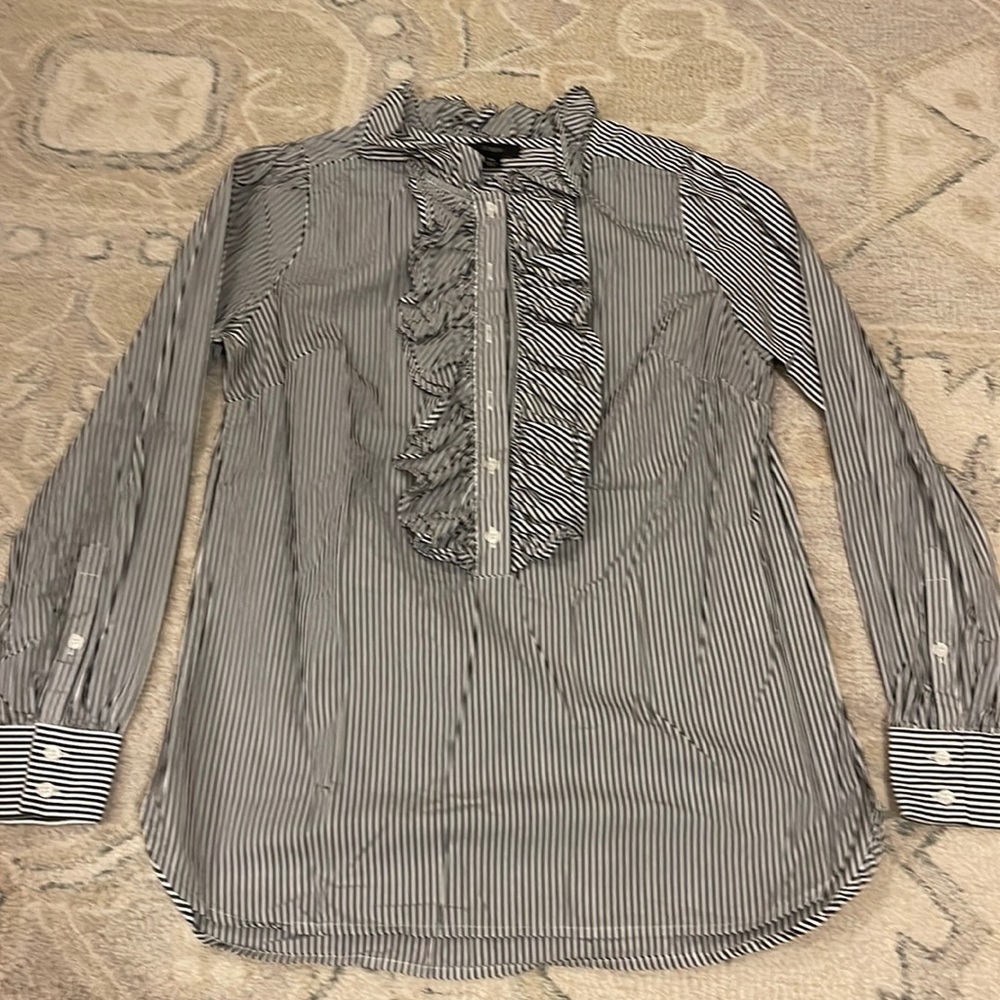 J Crew ruffle front blouse Sz XS